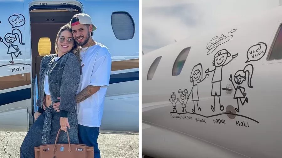 Imagem - Adesivo removido de jatinho de Virgínia e Zé Felipe não tem relação com separação, diz assessoria