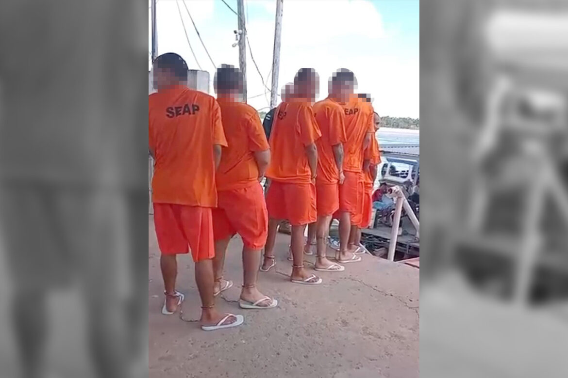Preso se despede da amada durante transferência no Amazonas e cena viraliza; assista

