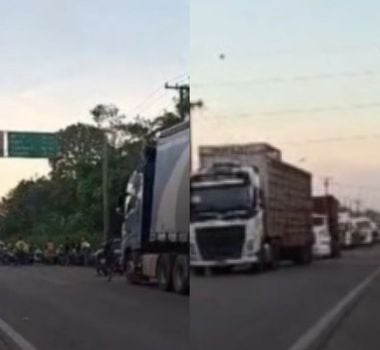 Imagem - Vídeo: mototaxistas fecham a Alça Viária causando congestionamento na via, em Barcarena