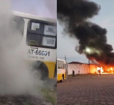 Imagem - Vídeo: ônibus é consumido pelo fogo na garagem da empresa, em Belém