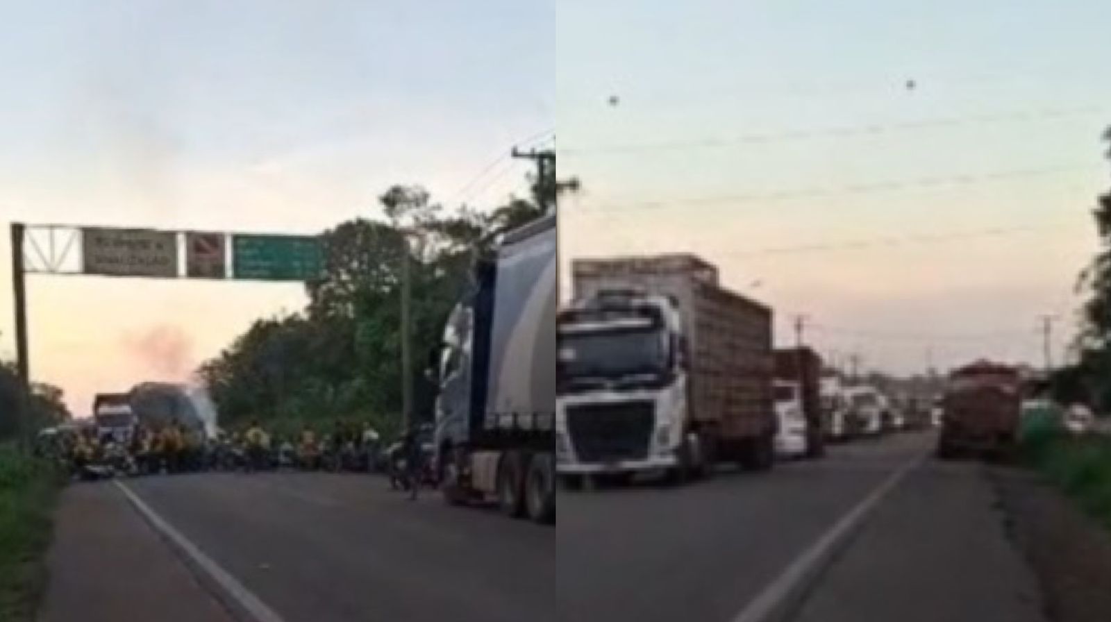 Mototaxistas fecharam a Alça viária causando um imenso congestionamento na Rodovia PA 483, em Barcarena.