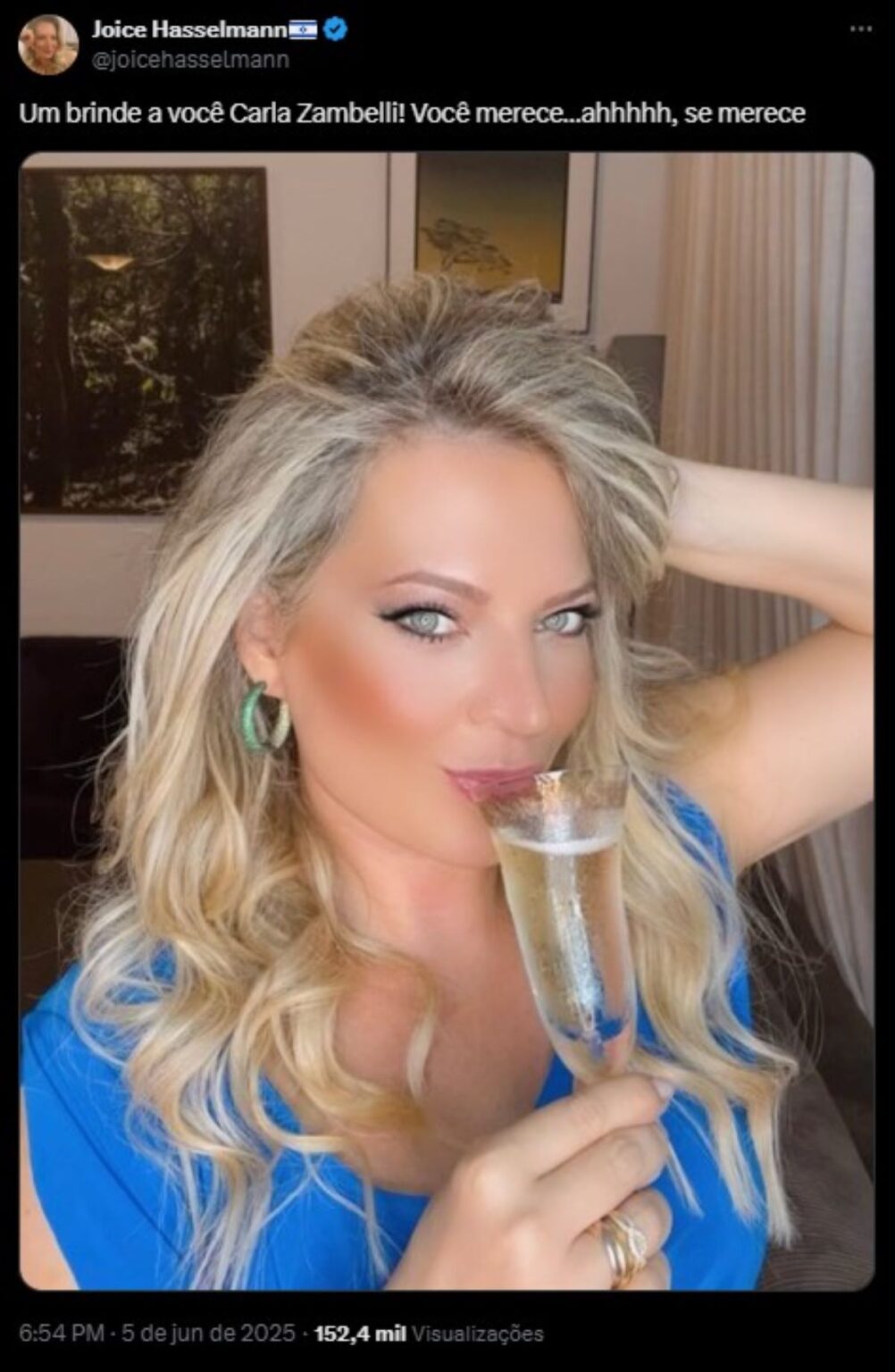 Joice Hasselmann debocha de Zambelli nas redes sociais. 