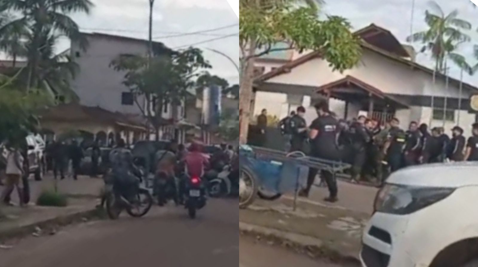 Movimentação em frente à Delegacia de Igarapé Miri, no Pará.