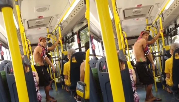 Vídeo: homem em situação de rua entra em ônibus com faca e intimida passageiros em Belém