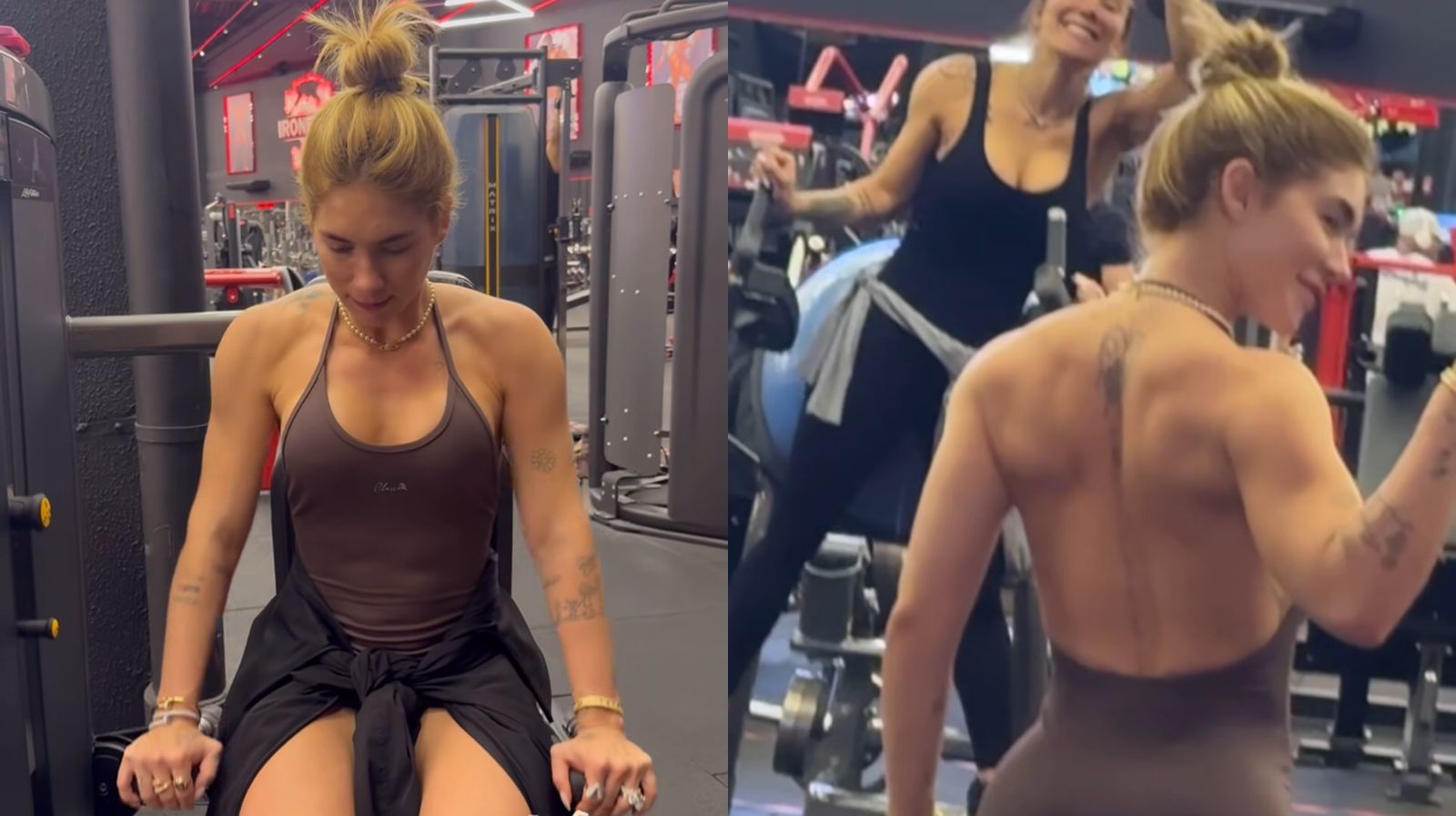 Virginia Fonseca em seu treino em uma academia fora da mansão onde mora.