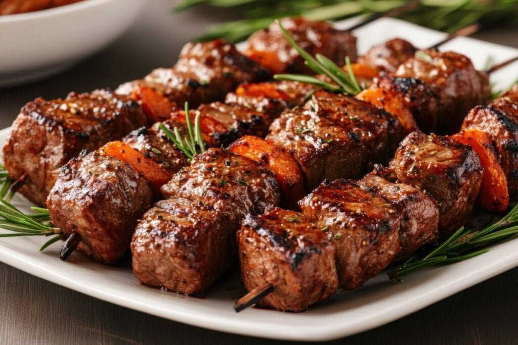 Espetinho de carne com cenoura (Imagem: VL-PhotoPro | Shutterstock) 