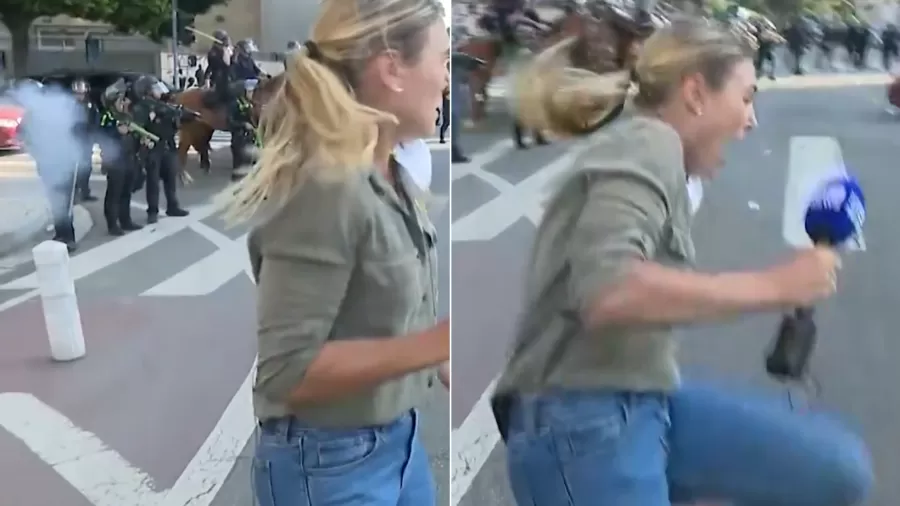 Repórter é atingida por bala de borracha durante protestos nos EUA. 