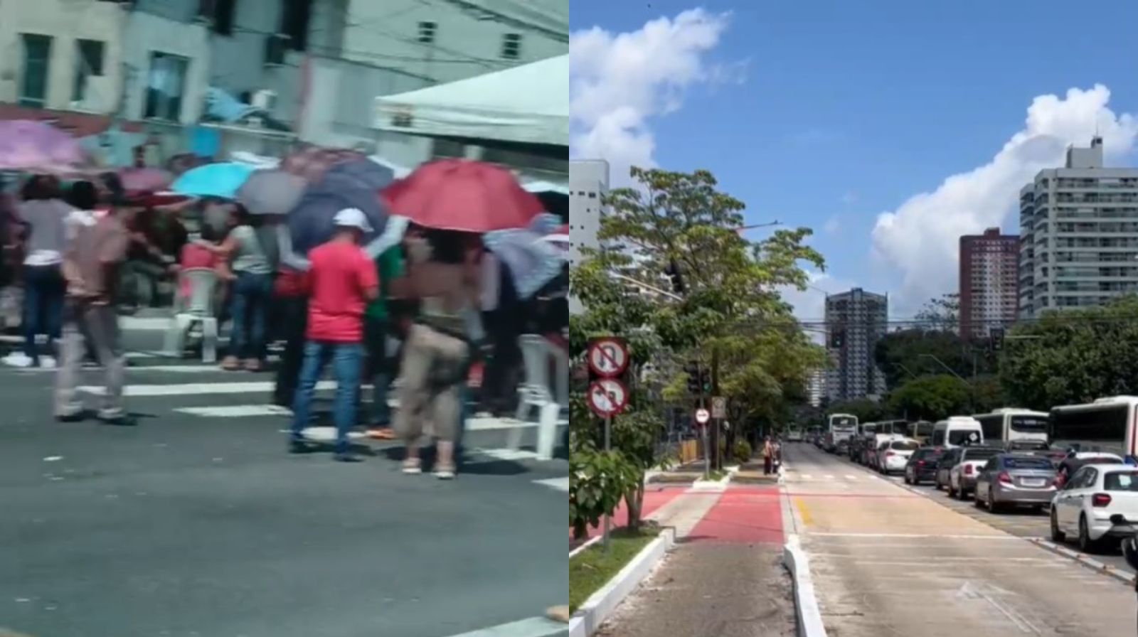 Um protesto fechou o trânsito na Avenida Almirante Barroso, na manhã desta quarta-feira (11).