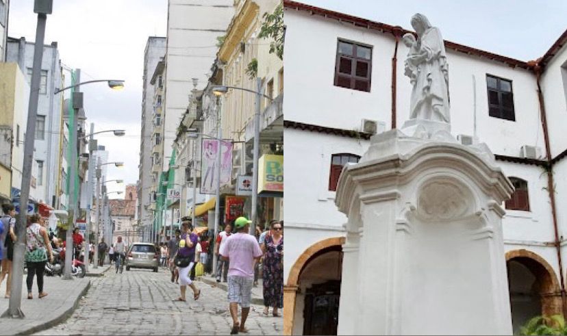 Rua Santo Antônio em Belém// Imagem de Santo Antônio dentro da Igreja de Santo Antônio, no bairro da Campina, em Belém. 