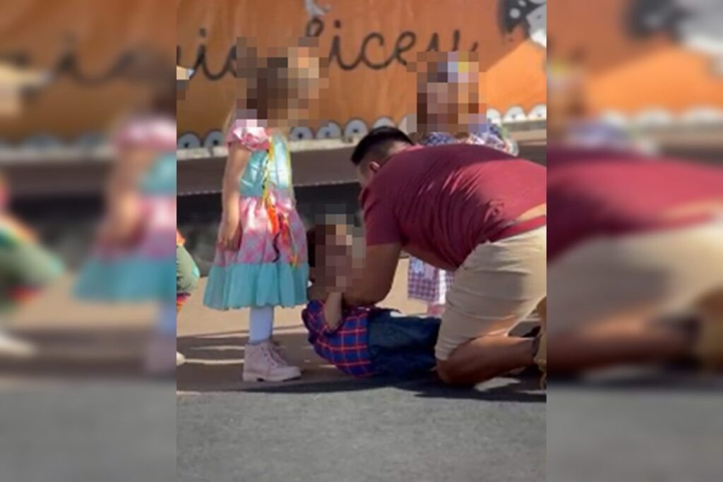 Um homem derrubou e apontou o dedo na cara de uma criança durante festa junina no Distrito Federal.