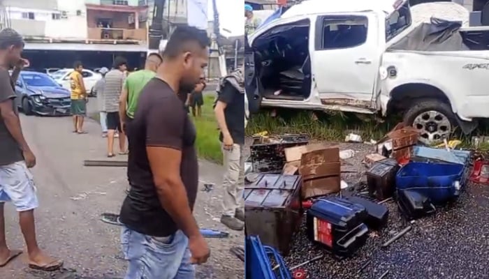 Caminhonete capota após colisão em cruzamento movimentado de Icoaraci


