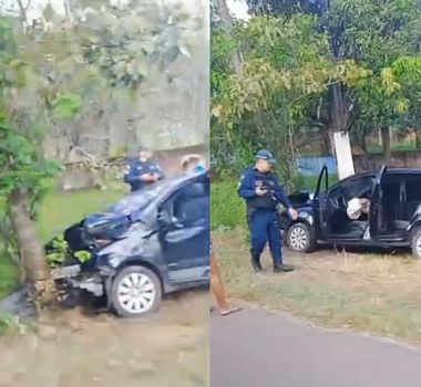 Imagem - Vídeo: condutor perde controle de veículo e colide com árvore em Outeiro, distrito de Belém