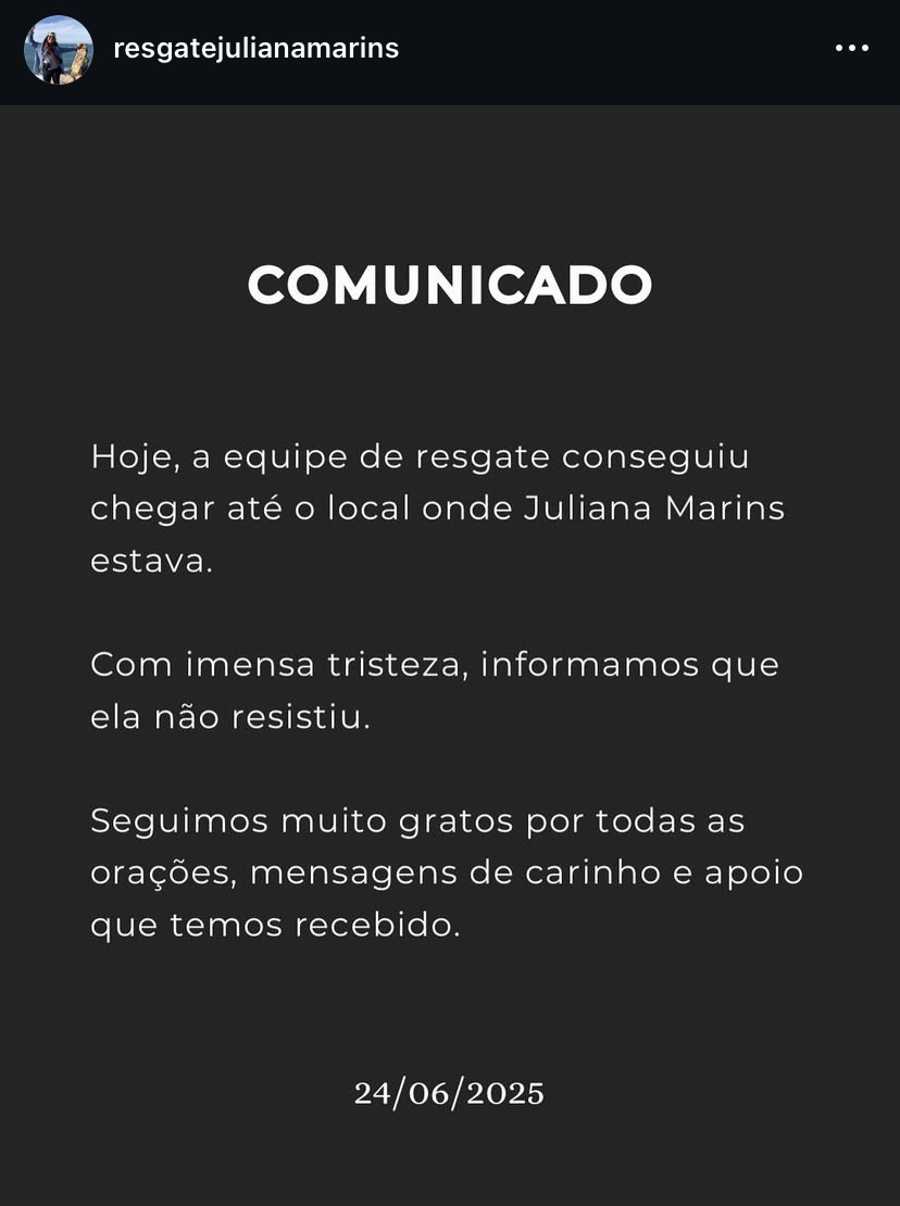 Familiares confirmaram a morte nas redes sociais