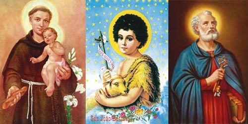 Santo Antônio, São João e São Pedro.