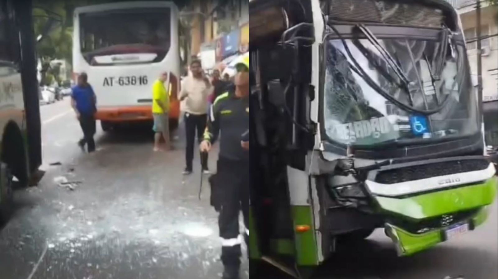 Três ônibus colidiram na Avenida Presidente Vargas, no centro comercial de Belém.