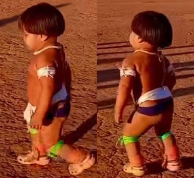 Imagem - Criança indígena encanta internautas durante ritual Kuarup; assista