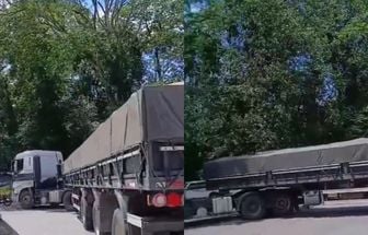 Vídeo: carreta fecha trânsito na Augusto Montenegro sentido Icoaraci, em Belém