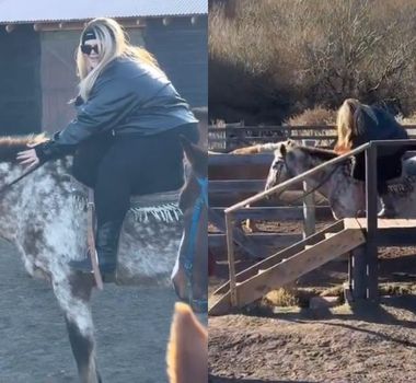 Imagem - Após bariátrica, Thais Carla realiza sonho de andar a cavalo; assista