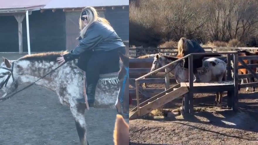 Imagem - Após bariátrica, Thais Carla realiza sonho de andar a cavalo; assista