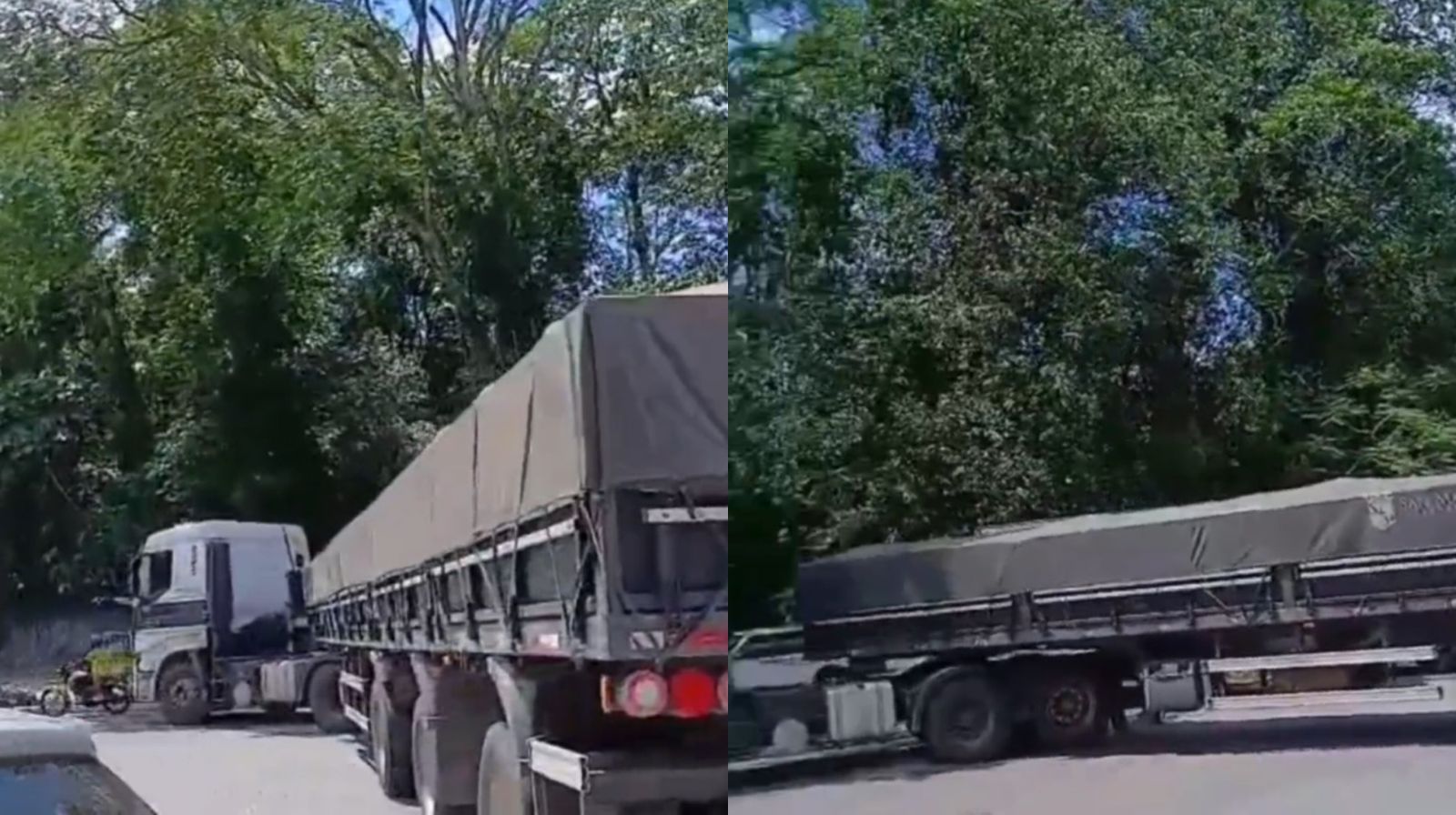 Uma carreta ficou atravessada na Rod. Augusto Montenegro, no sentido Icoaraci, em Belém.