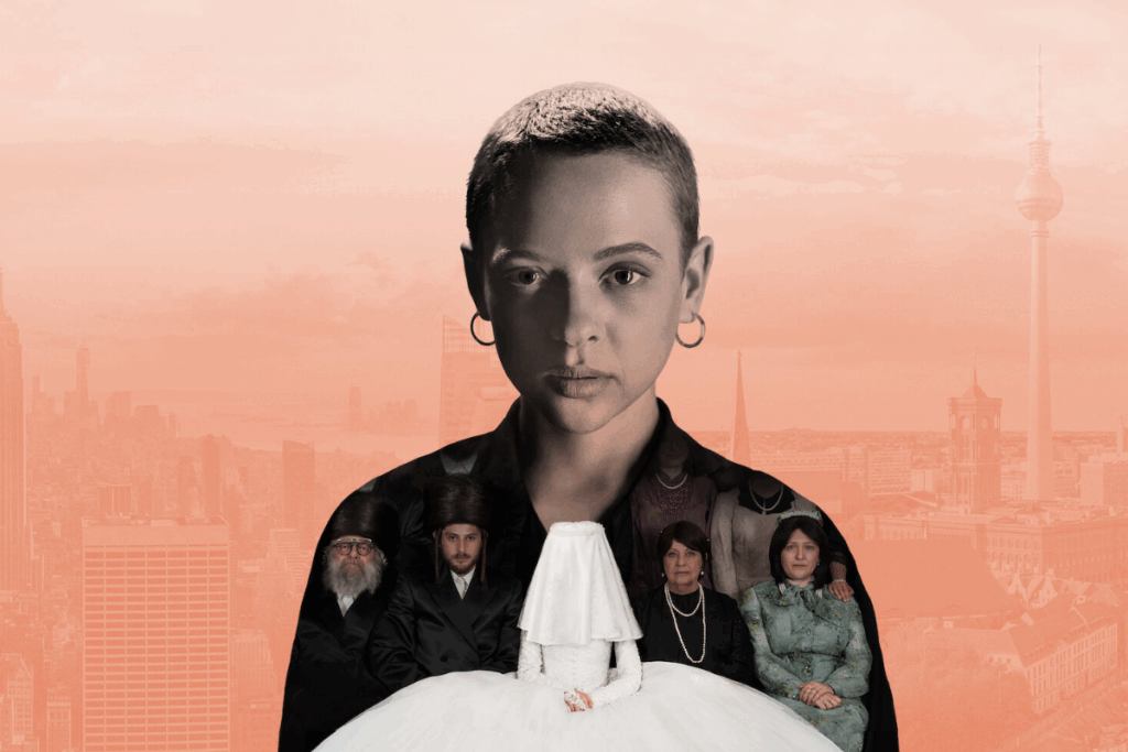 Em &#8220;Nada ortodoxa&#8221;, Esty foge de seu casamento arranjado em busca de liberdade (Imagem: Reprodução digital | Netflix)