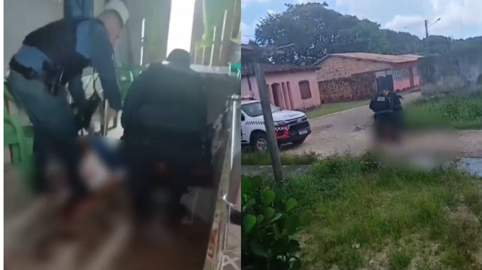 Homem é arrastado ferido por agentes da PM após denúncia de violência doméstica, no Pará.