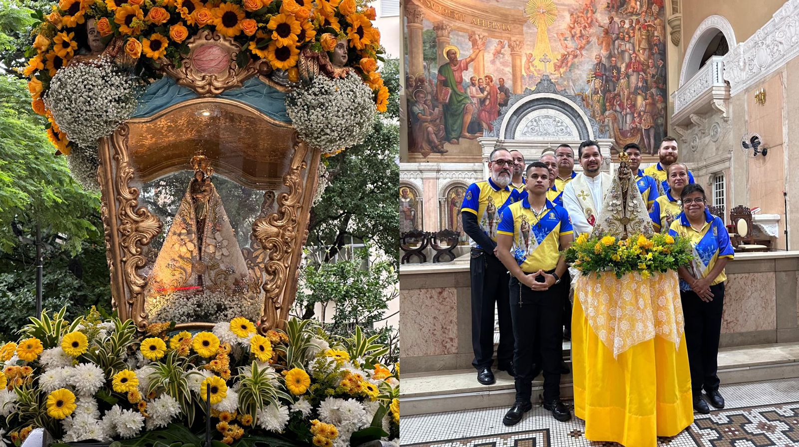 Imagem de Nossa Senhora de Nazaré chega a igreja de Copacabana e emociona fiéis.