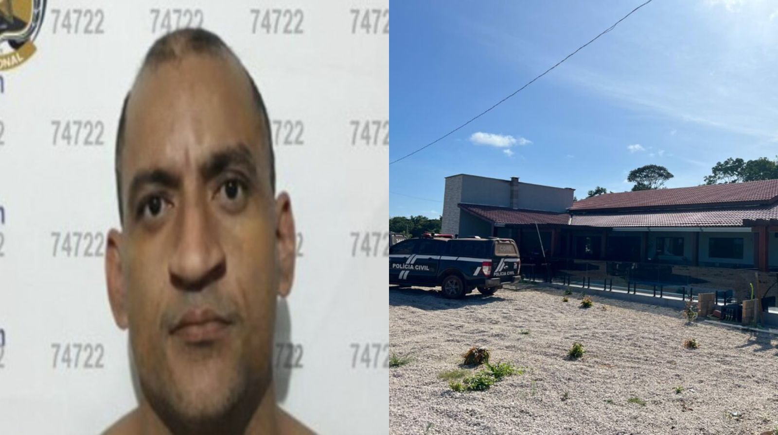 Um homem foragido do sistema prisional foi localizado escondido em uma casa de alto padrão na zona rural.