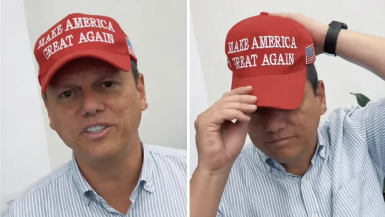 Imagem - Tarcísio apaga foto em que apoiava Trump e aparecia com boné do MAGA