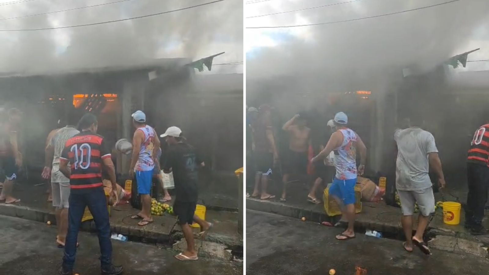 Barraca pega fogo na feira do Barreiro, em Belém - 