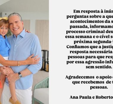 Imagem - Após comentários violentos contra filha, Roberto Justus aciona justiça