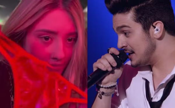 Luan Santana confunde calcinha comestível e morde peça íntima no palco; assista
