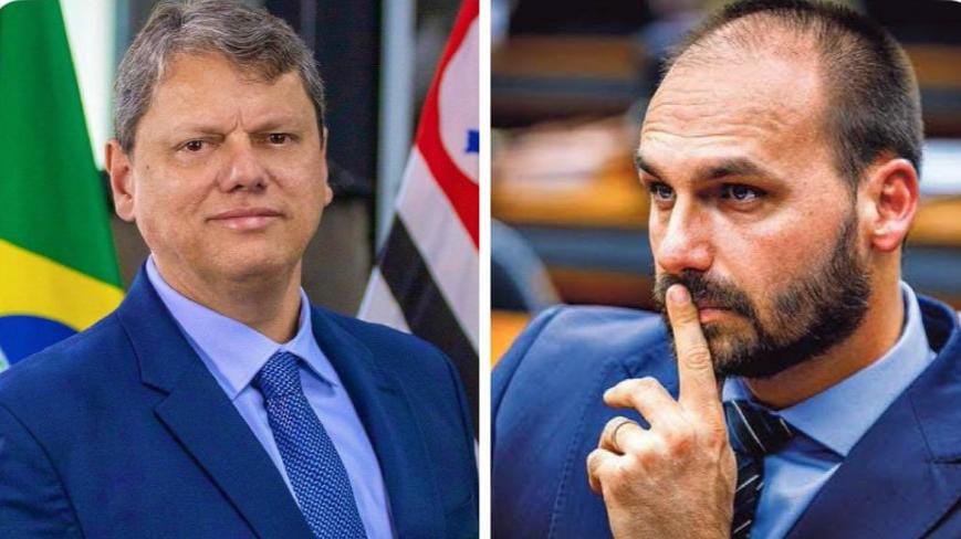 Imagem - Eduardo Bolsonaro diz que Tarcísio tem 'subserviência servil às elites'
