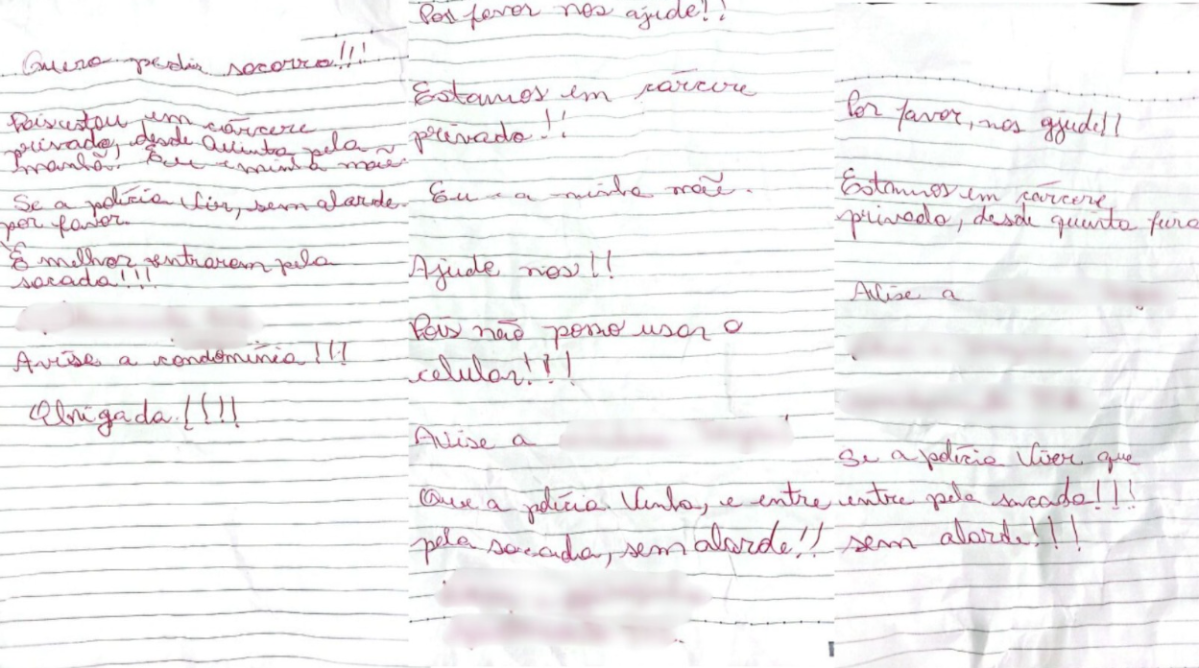 Mãe e filha são resgatadas após vizinho encontrar bilhete com pedido de socorro