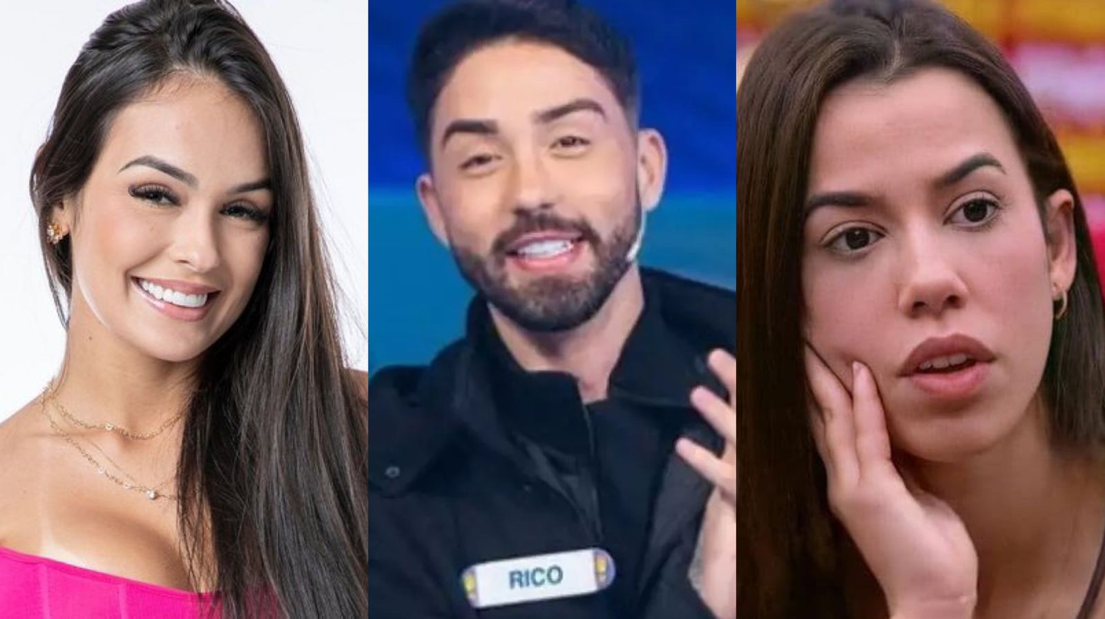 A ex-BBB Larissa Santos, o ex-peão Rico Melquiades e a ex-BBB e ex-peoa Larissa Tomásia.