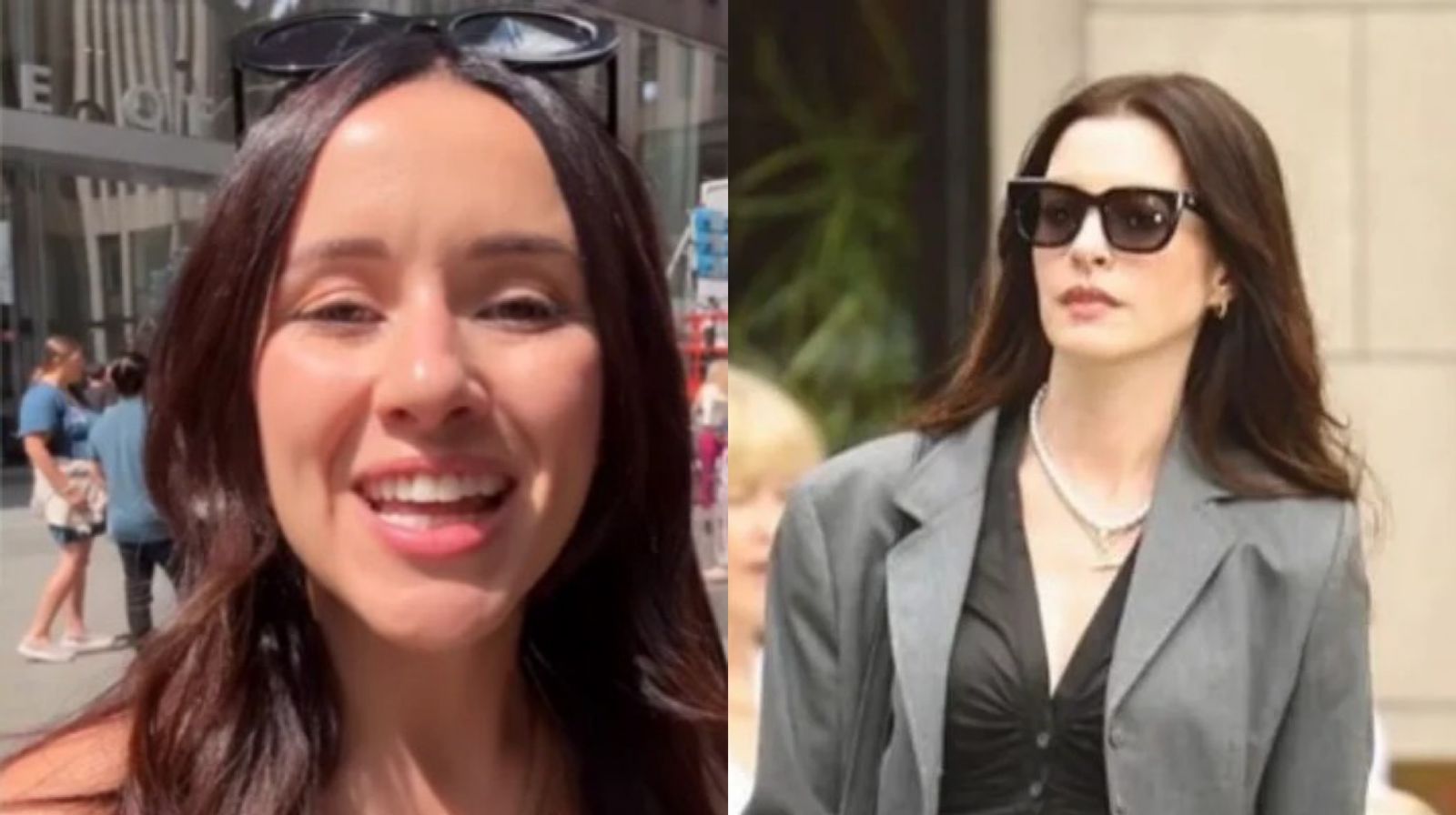 A influenciadora brasileira Sabrina Monteiro recebeu um aceno de Anne Hathaway caracterizada como Andy Sachs.