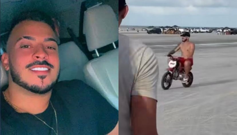 Vídeos publicados no perfil 'Justiça por Yasmin', mostram Lucas se divertindo em uma praia, mexendo em um “paredão automotivo” e andando em uma mini moto

