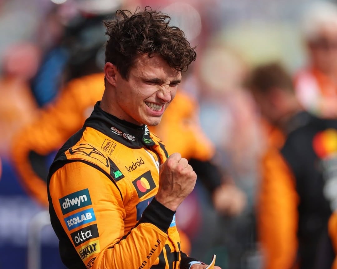 Lando Norris comemora seu desempenho no GP da Hungria -