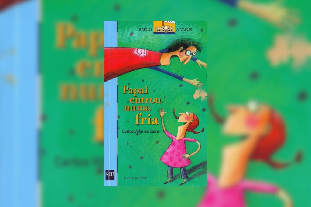 &#8220;Papai entrou numa fria&#8221; narra a história de uma menina que sente a atenção dos pais diminuir com a chegada do irmão (Imagem: Reprodução digital | Editora SM Paradidático)