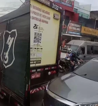 Imagem - Caminhão no ‘prego’ trava o trânsito na Avenida Augusto Montenegro; acompanhe