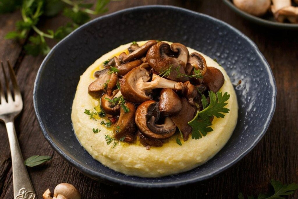 Polenta com cogumelos (Imagem: Food magic | Shutterstock)