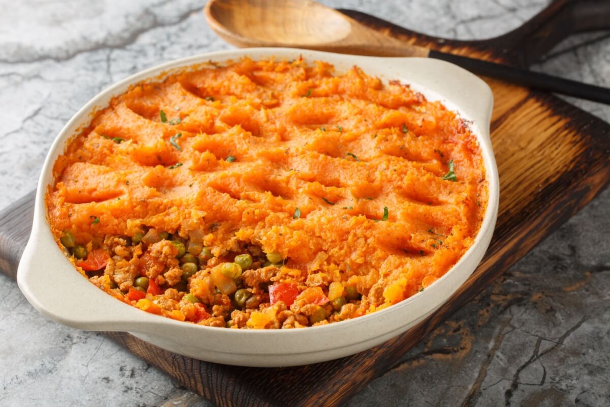 Escondidinho de batata-doce com carne moída de peru (Imagem: Sérgio Koval
| Shutterstock)