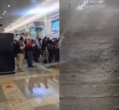 Imagem - Vídeo: área de embarque do aeroporto de Belém alaga durante fortes chuvas