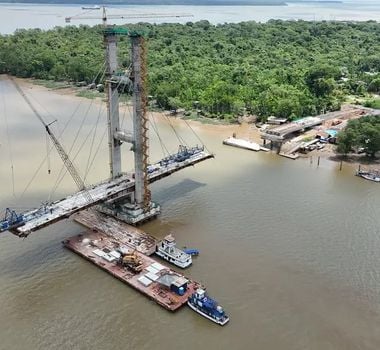 Imagem - Obra da ponte Icoaraci–Outeiro segue após acidente com rebocador; estrutura não foi danificada