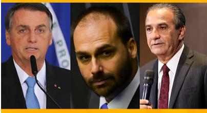 Jair Bolsonaro, Eduardo Bolsonaro e Silas Malafaia. 