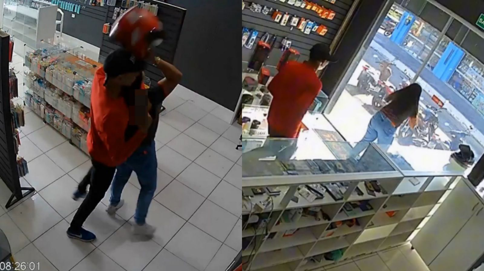 Câmeras de segurança do local registraram toda a ação criminosa.