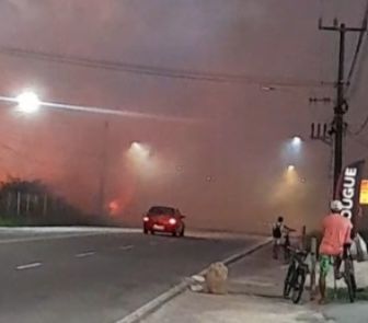 Imagem - Vídeo: incêndio em mata assusta motoristas na estrada de Salinópolis, no Pará