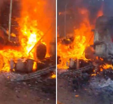 Imagem - Vídeo: caminhão pega fogo na estrada que dá acesso a Paragominas, no sudeste paraense