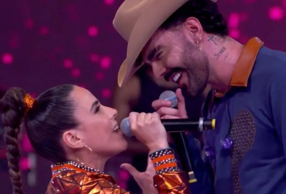 Wanessa Camargo e Luan Pereira cantaram juntos no programa "Domingão com Huck", da TV Globo.