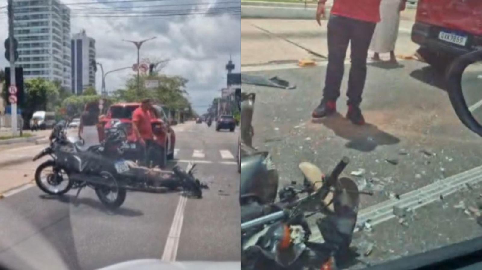 Motociclista fica ferido após colidir com carro na Almirante Barroso em Belém.